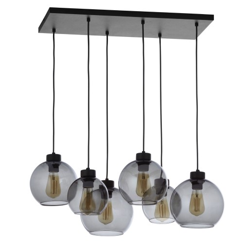 Lampa wisząca CUBUS 2833 TK Lighting 6xE27 15W Szkło Grafit lustrzany