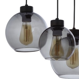 Lampa wisząca CUBUS TK Lighting 6xE27 15W Szkło Grafit lustrzany.
