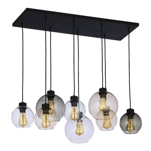 Lampa wisząca CUBUS 2834 TK Lighting 8xE27 15W Szkło Transparent + bursztyn + szary