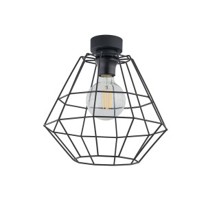 Lampa sufitowa DIAMOND TK Lighting 1xE27 15W Metal Czarny w kształcie geometrycznej klatki.