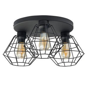 Lampa sufitowa DIAMOND TK Lighting 3xE27 15W Metal Czarny geometryczne klosze.