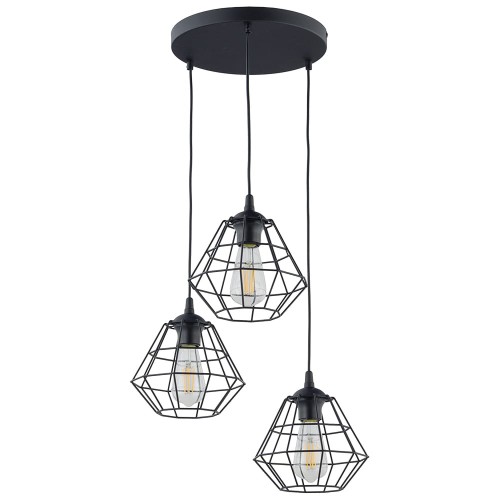Lampa wisząca DIAMOND 6204 TK Lighting 3xE27 15W Metal Czarny