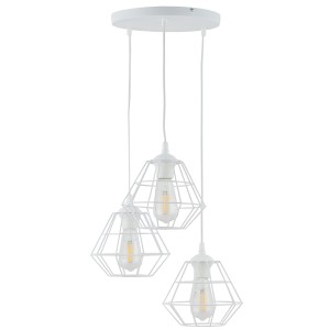 Lampa wisząca DIAMOND TK Lighting 3xE27 15W Metal Biały.