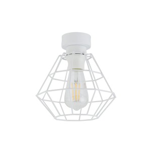 Biała lampa sufitowa DIAMOND TK Lighting 1xE27 15W z metalowym kloszem.