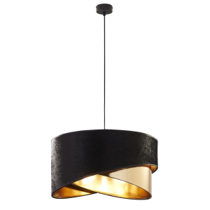 Lampa wisząca TERCINO TK Lighting 3xE27 15W Tkanina Czarno złoty.
