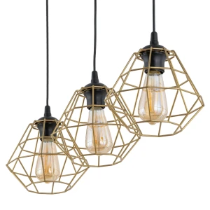 Lampa wisząca DIAMOND TK Lighting 3xE27 15W Metal Złoty proszek, nowoczesne złote klosze.
