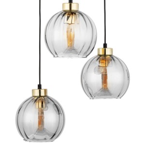 Lampa wisząca DEVI TK Lighting 3xE27 15W Szkło Transparentny na białym tle.