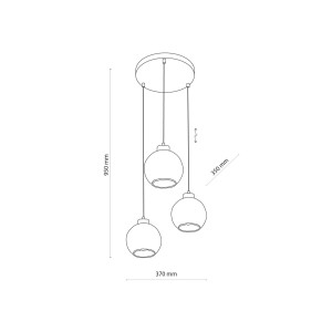 Lampa wisząca DEVI TK Lighting 3xE27 15W szkło transparentne, schemat techniczny.