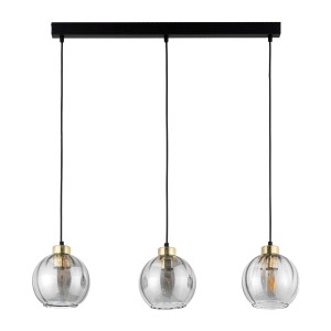 Lampa wisząca DEVI TK Lighting 3xE27 15W Szkło Transparentny z trzema szklanymi kloszami.