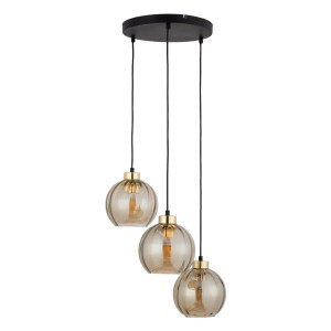 Lampa wisząca DEVI TK Lighting 3xE27 15W Szkło Bursztyn.