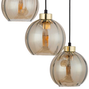 Lampa wisząca DEVI TK Lighting 3xE27 15W Szkło Bursztyn.