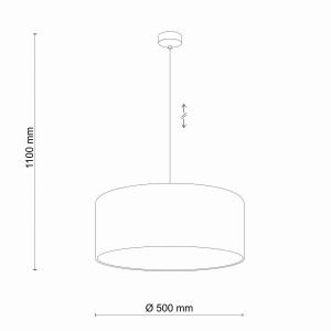 Lampa wisząca EARTH TK Lighting 1xE27 15W Tkanina Szaro grafitowy - wymiary i schemat montażu.