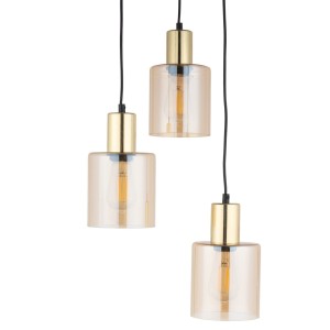 Lampa wisząca SIERRA TK Lighting 3xE27 15W Szkło Bursztyn na białym tle.