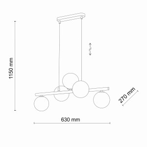 Lampa wisząca ESTERA TK Lighting 5xG9 6W Szkło Biały schemat.