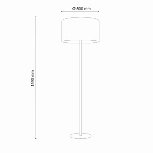 Lampa podłogowa EARTH TK Lighting 1xE27 15W Tkanina Szaro grafitowy, wymiary 1590 mm wysokości i 500 mm średnicy abażura.