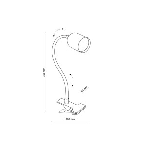 Rysunek lampki nocnej TOP TK Lighting 1xGU10 5W z wymiarami.