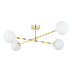 Lampa sufitowa SARIUS TK Lighting 4xG9 6W Szkło Biały, złote ramiona, kule szklane.