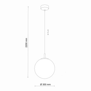 Lampa wisząca CADIX TK Lighting szkło transparentne o szerokości 300 mm i wysokości 2200 mm.