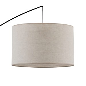 Lampa podłogowa MOBY TK Lighting w kolorze szaro-beżowym z abażurem z lnu.