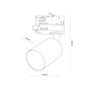 Systemy szynowe TRACER TK Lighting 1xGU10 10W - schemat wymiarowy fugi.