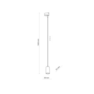 Systemy szynowe TRACER TK Lighting 1xGU10 10W - schemat montażowy lampy wiszącej.