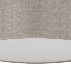 Lampa sufitowa RONDO TK Lighting 4xE27 15W Len Szaro beżowy z białą blendą.