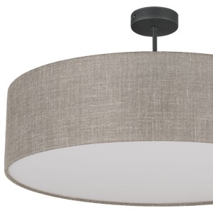 Lampa sufitowa RONDO TK Lighting 4xE27 15W Len Szaro beżowy Biała blenda.