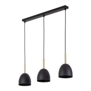 Czarna lampa wisząca NORD TK Lighting 3xE27 15W, nowoczesne oświetlenie sufitowe.