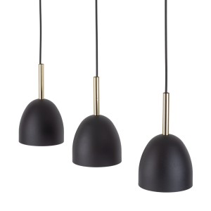 Lampa wisząca NORD TK Lighting 3xE27 15W czarne klosze złote wykończenia.