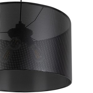 Lampa wisząca MORENO TK Lighting czarna tkanina 3xE27 15W perforowany abażur.