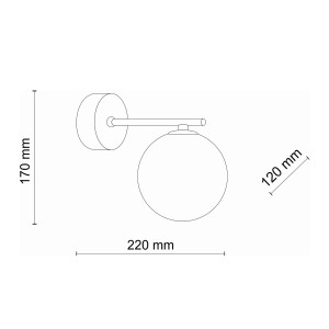 Kinkiet ESTERA TK Lighting biały szkło 1xG9 6W schemat wymiarów.