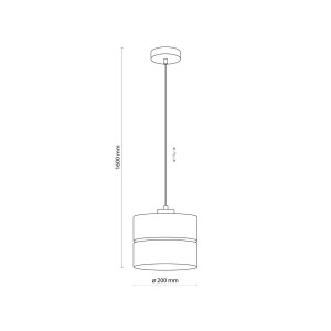 Lampa wisząca ECO TK Lighting 1xE27 15W Tkanina, schemat z wymiarami 1600 mm x 200 mm.