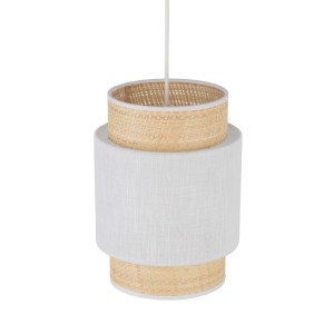 Lampa wisząca BOHO TK Lighting 1xE27 15W tkanina i rafi biały słomkowy.