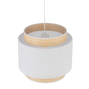Lampa wisząca BOHO TK Lighting biała i słomkowa z tkaniny i rafii.