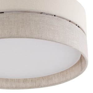 Lampa sufitowa ECO TK Lighting 3xE27 15W Tkanina + tworzywo szaro-beżowy i biała blenda.