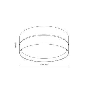 Rysunek techniczny lampy sufitowej ECO TK Lighting 3xE27 15W Tkanina + tworzywo Szaro beżowy + biała blenda.