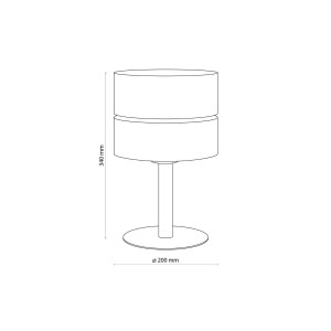 Lampka nocna ECO TK Lighting 1xE27 15W Tkanina Szaro beżowy, rysunek techniczny.