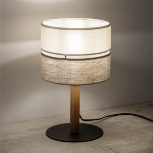 Lampka nocna ECO TK Lighting 1xE27 15W Tkanina Szaro beżowy