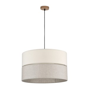 Lampa wisząca ECO TK Lighting 3xE27 15W tkanina szaro-beżowa.