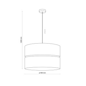 Lampa wisząca ECO TK Lighting 3xE27 15W Tkanina Szaro beżowy schemat techniczny.