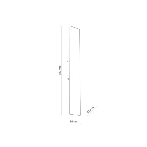 Kinkiet NAVI TK Lighting 2xG9 6W - wymiary 500x80x43 mm, rysunek techniczny.
