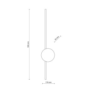 Schemat techniczny kinkiet Kinkiet JAVA TK Lighting 1xLED 24W.
