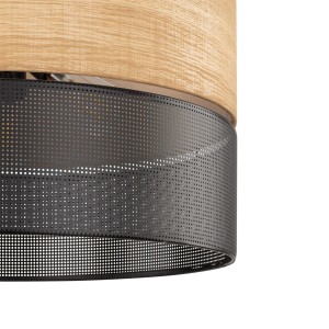 Lampa wisząca NICOL TK Lighting 3xE27 15W z tworzywa i forniry syntetycznej w kolorze czarnym i dębu naturalnego.