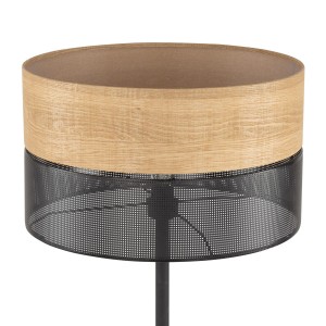 Lampa podłogowa NICOL TK Lighting, czarna z naturalnym dębowym fornirem.