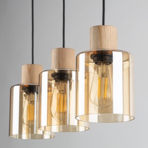 Lampa wisząca ORSON TK Lighting 3xE27 15W Szkło Bursztyn trójkątna konstrukcja