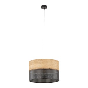 Lampa wisząca NICOL TK Lighting 1xE27 15W tworzywo fornir syntetyczny czarny dąb naturalny.