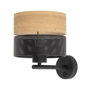 Lampa ścienna Kinkiet NICOL 6539 TK Lighting 1xE27 15W tworzywo/fornir syntetyczny czarny/dąb naturalny