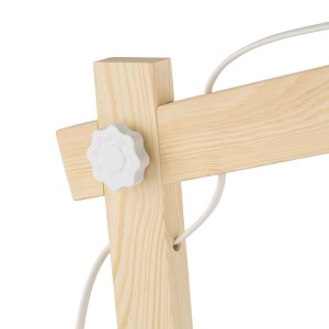 Lampka nocna OSLO TK Lighting 1xE27 15W Metal Biały z drewnianym stelażem.