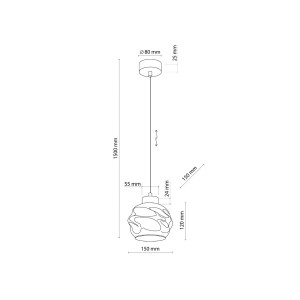 Lampa wisząca ZULIA TK Lighting szkło grafit lustrzany 1xE27 15W.