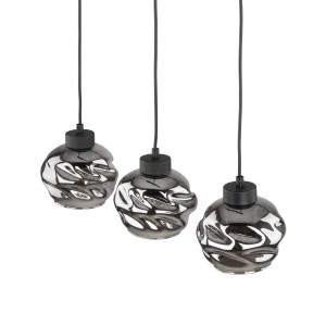 Lampa wisząca ZULIA TK Lighting 3xE27 15W szkło grafit lustrzany